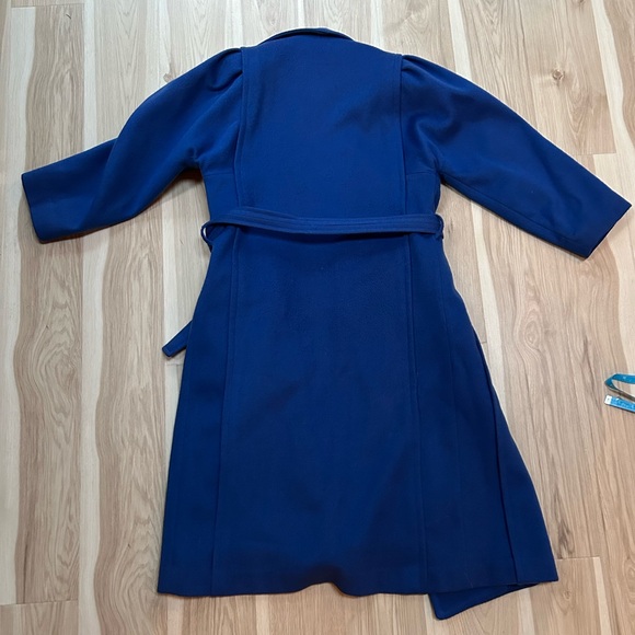 Vintage London Fog Maincoats 100% Wool Blue Size 6 Petite Belted Overcoat - Picture 3 of 11